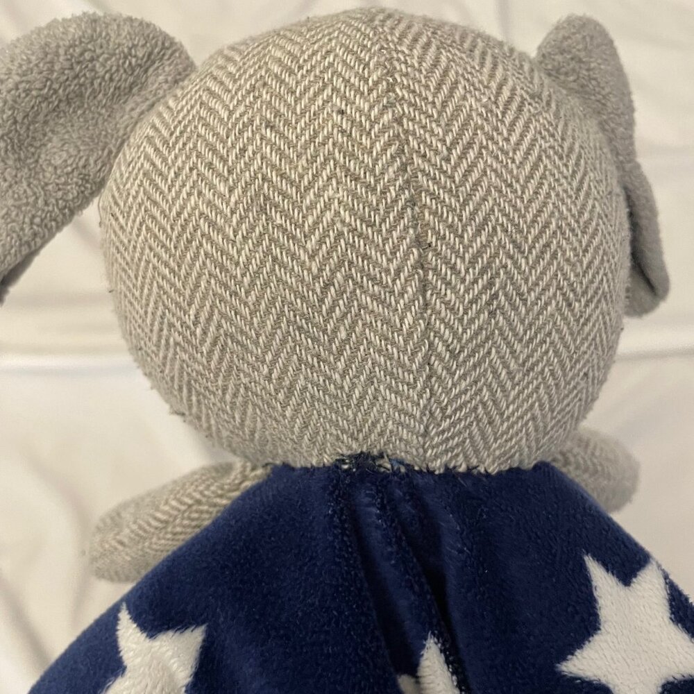Cloud Island Gray Dog Blue Security Blanket White Stars Lovey 29x28.5” - Picture 12 of 14